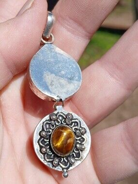 New Tiger Eye Silver Poison Locket Pendant.